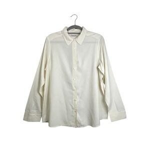 Orvis Womens 100% Silk Button Down Shirt Cream Long Sleeve Blouse Large